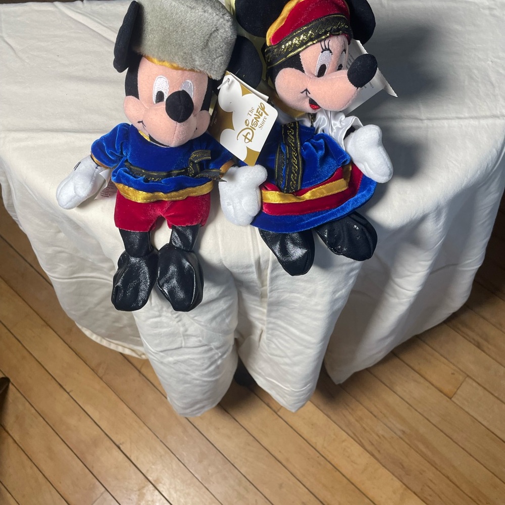 Disney Plush Mickey & Minnie Duo in Blue, Red, Gold